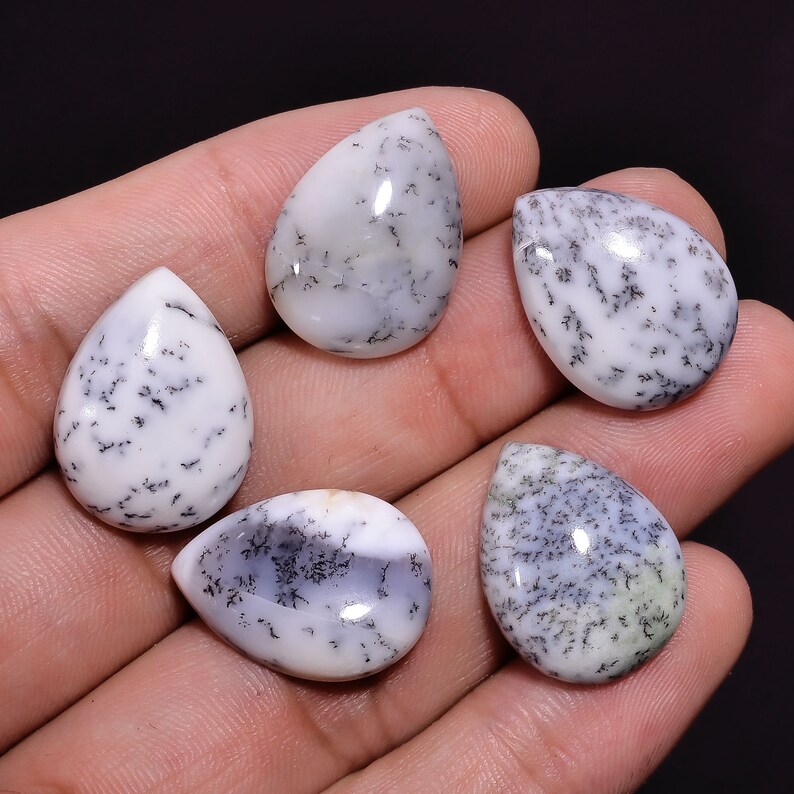 63.45 Ct Supreme AAA Quality 100/% Natural Dendrite Opal Pear Shape Cabochon Loose Gemstone 5 Pcs Lot For Jewelry 20X15X6 mm BU0476