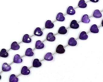 244 7 mm Handmade Beads 6 mm Christmas Gift For Her Natural Amethyst Heart Shape Briolettes 8 Inches SKU No