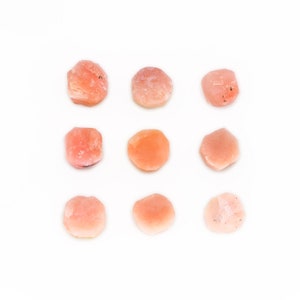 Natural Pink Opal Raw Crystal Gemstone Flat Back Round Druzy 8 mm to 10 mm Rough Birthstone Raw Natural Healing Stone Jewelry Making BUD