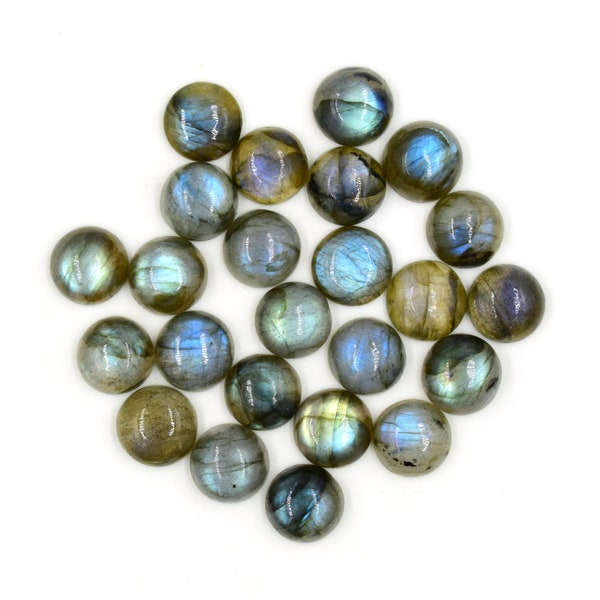 Cabochon rond en labradorite naturelle Pierres précieuses rondes de labradorite, cabochon lisse, Labradorite flashy, fabrication de bijoux, lot de 5 pièces