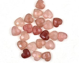 Natürliche Erdbeere Quarz geschnitzt Briolette Herz Lose Edelstein Kristall 8 mm facettierte Herz Multi Edelstein Bohrer Perlen für die Schmuckherstellung