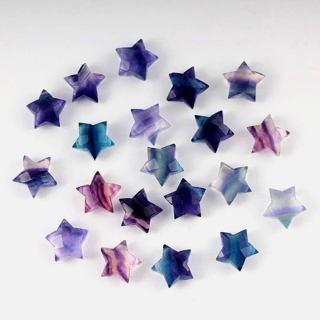 Rainbow Fluorite Carving Beads 10 mm Fluorite Star Loose Gemstone Beads Healing Crystal Multi Fluorite  Carving Beads Wholesale Gemstone