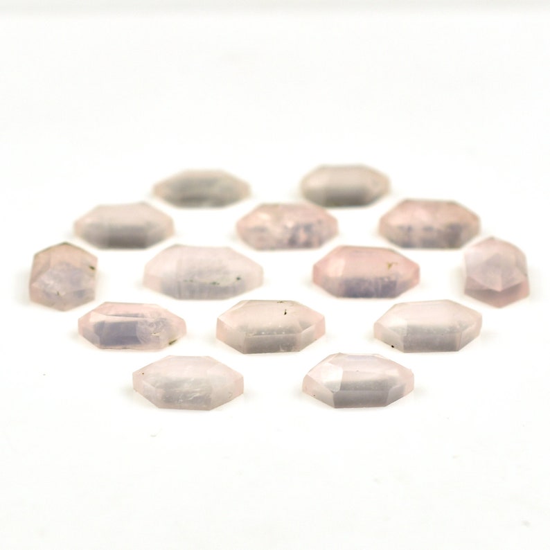 Natürliche Rosenquarz facettierte Phantasie Rosecuts Edelstein Quarz Flache Rückseite Edelstein Cabochon DIY Schmuckherstellung Lose Stein Preis pro Satz Versorgung Bild 6