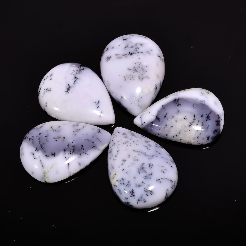 63.45 Ct Supreme AAA Quality 100/% Natural Dendrite Opal Pear Shape Cabochon Loose Gemstone 5 Pcs Lot For Jewelry 20X15X6 mm BU0476