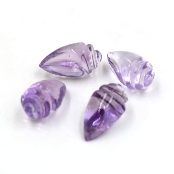 Natural Purple Amethyst Carving Conch Shell Gemstone Smooth Briolette Carved 11x21 mm Amethyst Shell Carving For Jewelry 1 Piece Supplies