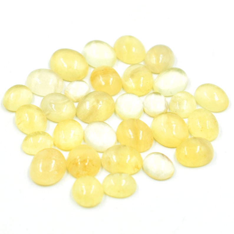 Wholesale Lot Natural Fluorite Plain Cabochon 5 Pieces 10x8 to 14x11 mm Approx Natural Yellow Fluorite Plain Oval Shape Cabochon