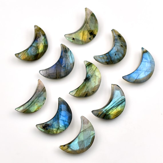 Natural Labradorite Carving Moon Briolette Loose Gemstone 7X18 mm Crescent Moon Hand Carved Shape Moon Gemstone Carved Pendant Making Supply