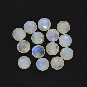 Piedra lunar arcoíris facetada redonda, piedra preciosa tipo briolette de 6 a 12 mm, piedra natal de junio facetada redonda, piedra lunar llamativa para hacer joyas, 5 piezas