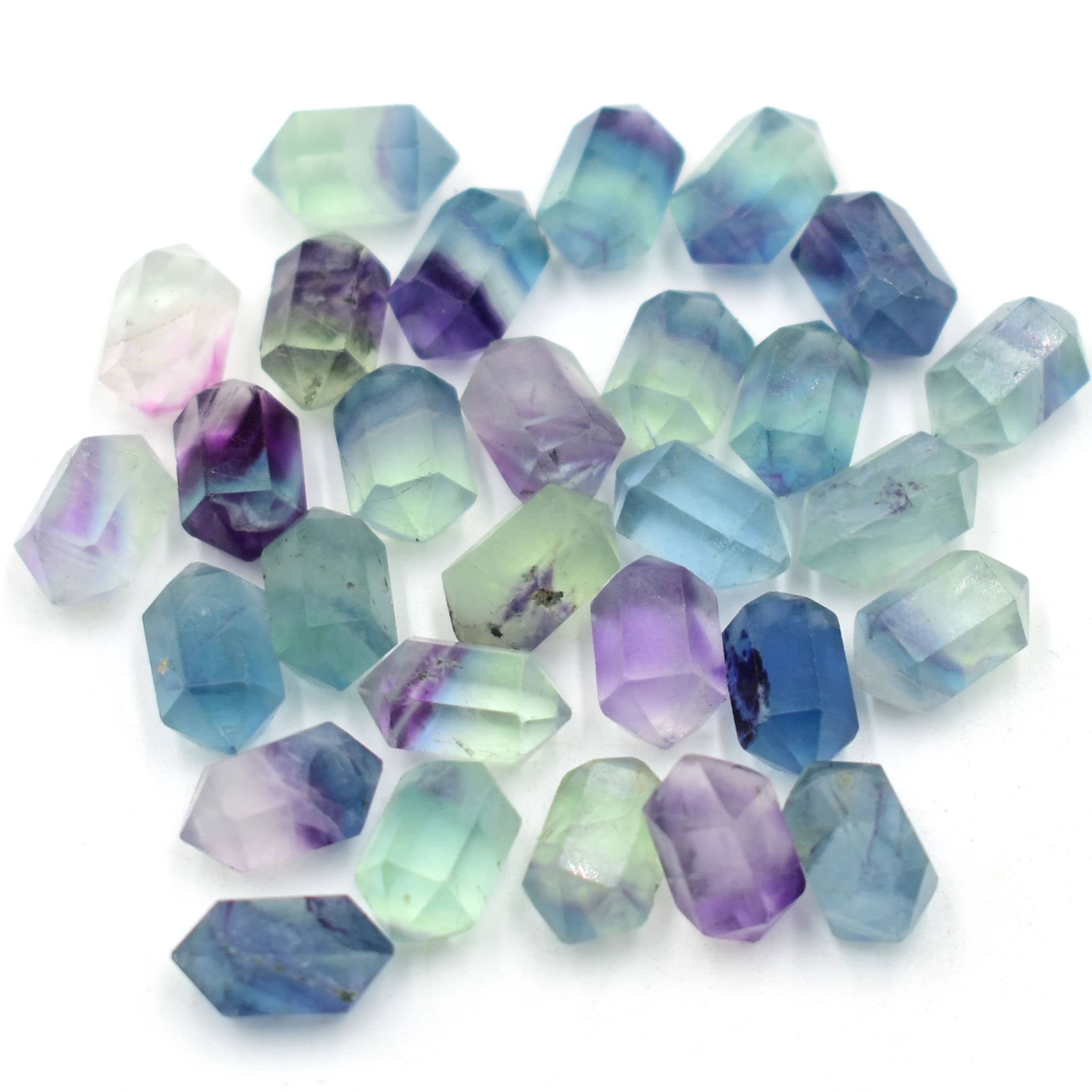 Natural Rainbow Fluorite Pendant Drilled Gemstone Crystal Bead Double Terminated 6x12mm Wands Point Bullet Jewelry For Making Stone Supplies