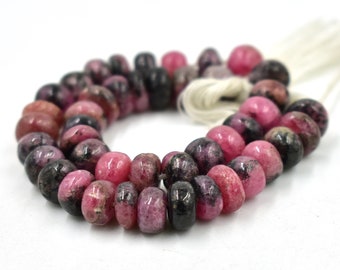 Natural Rhodonite Smooth Rondelle Beads Strand 7 mm to 7.5 mm Rondelle Beads Rhodonite Rondelle Jewelry Making Bead Price Per Set Supply