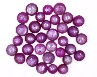 Silber Sheen Rubin Rose Cut Cabochons, facettierte runde Rubin Cabochons, 6 bis 10 mm Fancy Rubin Stein für Schmuck, 5 Stück