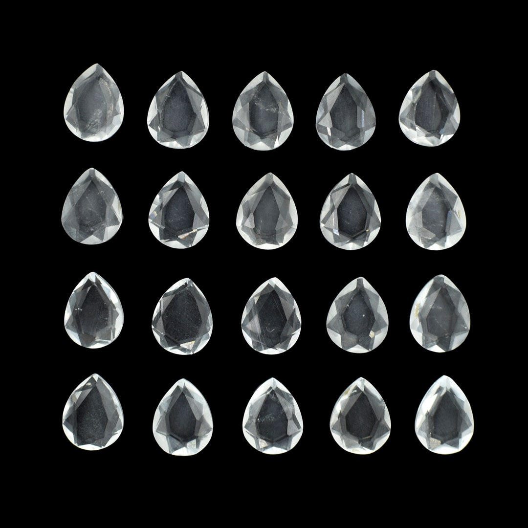 クリスタルクォーツビーズ ファセットペアカット 8 x 10 mm ブリオ