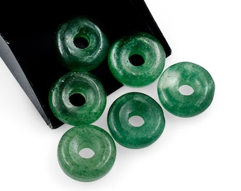 Grün Erdbeere Quarz Donuts Form 14,5 mm Briolette Plain Perle für Schmuckherstellung Anhänger Healing Crystal lose Edelstein Perlen Liefert