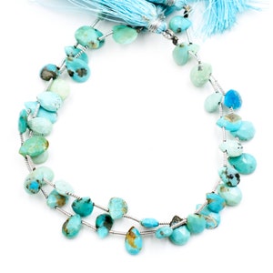 AAA Quality 100% Natural Arizona Turquoise Faceted Pear Shape Beads 8 Inch Strand Wholesale Turquoise Gems Beads Strand For Necklace Making