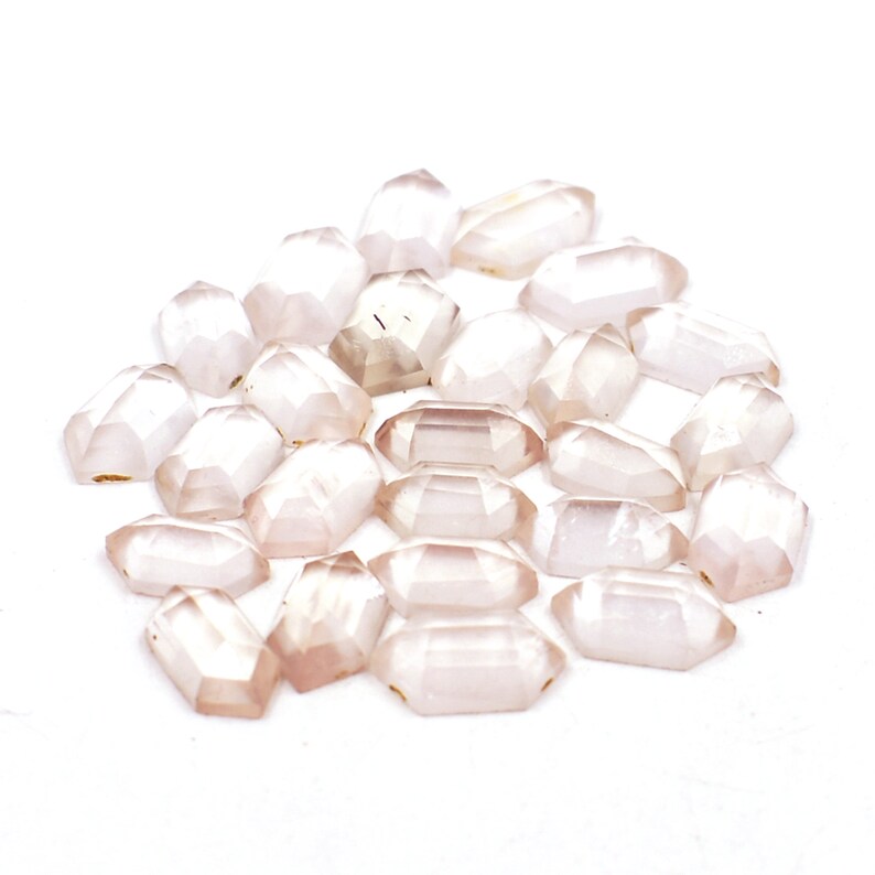 Natürliche Rosenquarz facettierte Phantasie Rosecuts Edelstein Quarz Flache Rückseite Edelstein Cabochon DIY Schmuckherstellung Lose Stein Preis pro Satz Versorgung Bild 4