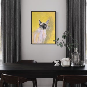Original Acrylic Cat Portrait Painting: Hand-Painted Canvas Wall Art