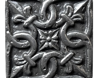 Silver Metal Renaissance Tile Insert: Oil Rubbed Resin Wall Art (2x2)