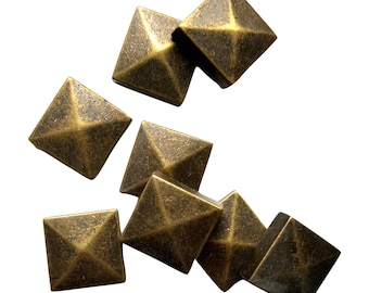 Bronze 1x1 Genuine Metal Pyramid, Decorative Handmade Wall Décor Tile, Art Craft - 5 pieces