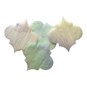 Multicolor Iridescent Lantern shape, Handmade Crafted Decorative Stained 4x4.3 Glass Tile, 5 pieces Pack