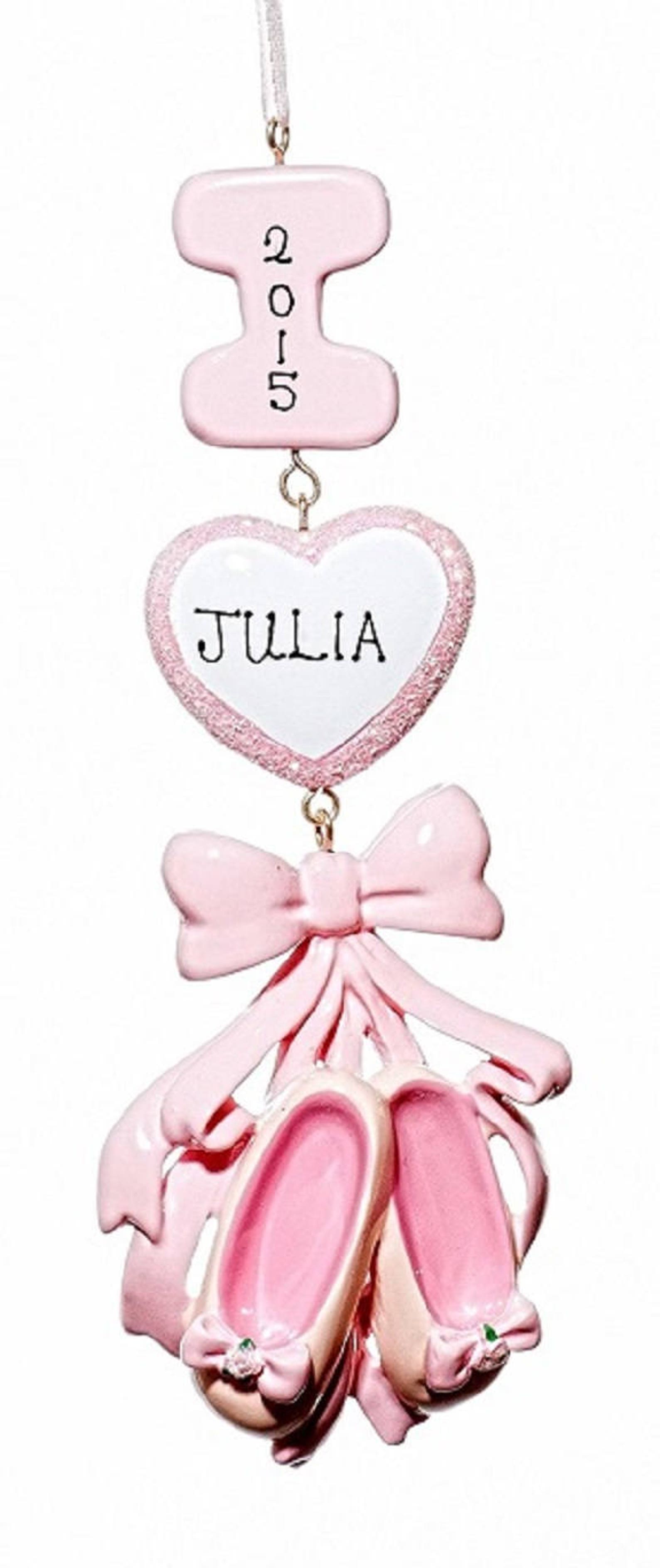 i love ballet shoes peronalized dance ornament-free gift bag and personalization included!