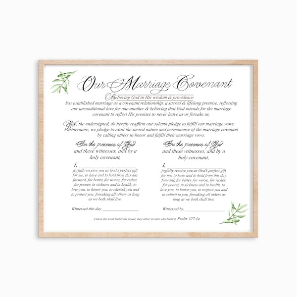 Marriage Covenant WITH GREENERY - instant dowload