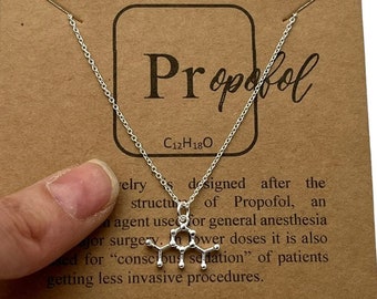 Propofol Anesthesia Molecule Pendant Necklace-Anesthesiologist-Surgeon-Graduation Gift-Handmade Science Gifts-Sterling Silver