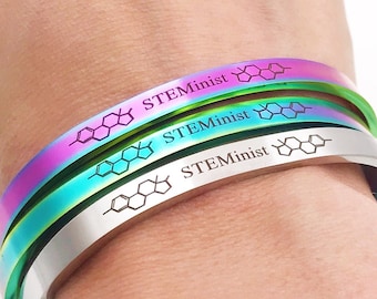 Estrogen Molecule Bracelet "STEMinist" Stainless Steel-Molecule Bracelet-Christmas Gift-Feminist Jewelry-Women in STEM-Empowerment Jewelry