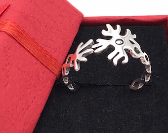 Handcast Sterling Silver Neuron Ring-Science Jewelry-STEM Jewelry-Neuroscience Psychology-Christmas Gift-Science Gift-Women in STEM