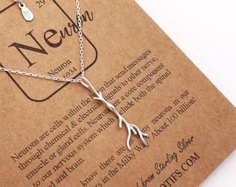 Sterling Silver Neuron Necklace-Sensory Spindle Neuron-STEM Gift-Science Gif-Graduation Gift-Psychology-Handcrafted Science Jewelry