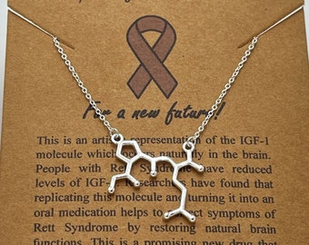 Rett Syndrome Molecule Necklace-Sterling Silver-Rett Syndrome Awareness Necklace-Science Gift- % of Proceeds Go Towards Retts Research