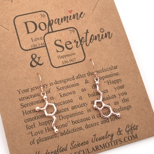 Sterling Silver Serotonin Dopamine Molecule Earrings-Love Happiness Earrings-Graduation Gift-Science Gift-Statement Earrings-Christmas Gift Dopa&Sero