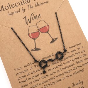 Black Wine Molecule Necklace-Resveratrol Red Wine Necklace-Science Jewelry-Wine Lover-Oenophile-Science Jewelry-Science Gift-Christmas Gift