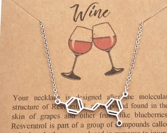 Wine Molecule Necklace-Wine Lovers Pendant-Resveratrol Molecule Jewelry-Oenophile-Science Jewelry-Science Chemistry Gift-Christmas Gift