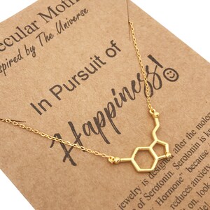 Sterling Silver Serotonin Molecule-18K Gold18K Rose Gold-Serotonin Necklace-Happiness Pendant Birthday Gift-Chemistry Gift-Christmas Gift image 7