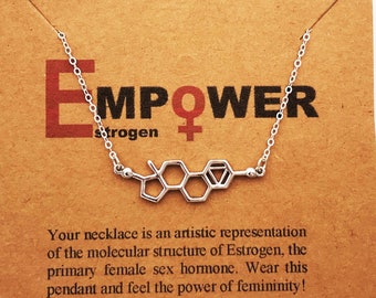 Handcrafted Estrogen Molecule Necklace | Sterling Silver