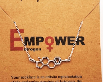 Sterling Silver Estrogen Molecule Necklace-Science Gift STEMinist-Christmas Gift-Feminist Jewelry-Women in STEM-Empowerment Jewelry