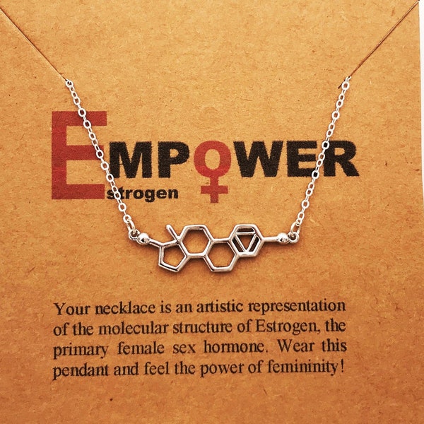 Handcrafted Estrogen Molecule Necklace-Science Gift STEMinist-Gift of Femininity-Feminist Jewelry-Women in STEM-Empowerment