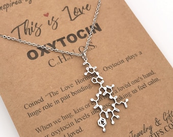 Oxytocin Molecule Pendant-Unisex Jewelry-Anniversary Gift-Doula Gift-Love Gift-Graduation Gift-OBGYN Gift-Science Jewelry-Christmas Gift