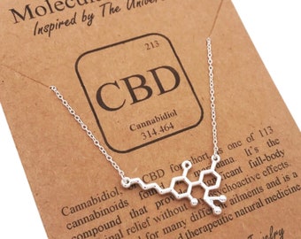 Sterling Silver CBD Molecule Necklace-Cannabidiol Pendant-Cannabis Medical Marijuana CBD-Cannabidiol-Christmas Gift-Dispensary Gift