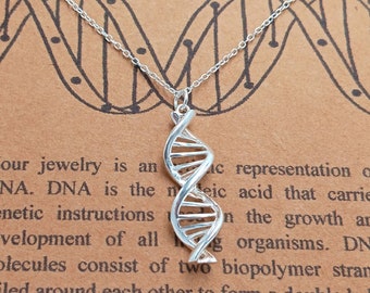 Sterling Silver DNA Pendant-Hand Made DNA Necklace-Doctor Genetics Gift-Science Gift-Teacher Gift-Graduation Gift-Christmas Gift-Handmade