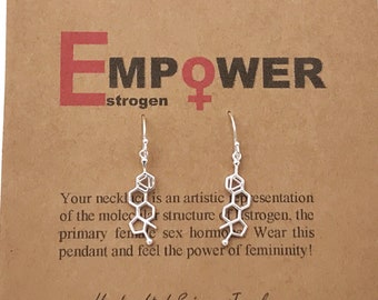 Sterling Silver Estrogen Molecule Earrings-Science Gift-Woman Power-Gift of Femininity-Empower-Christmas Gift-Handmade