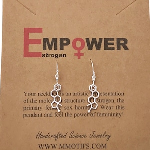 Sterling Silver Estrogen Molecule Earrings-Science Gift-Woman Power-Gift of Femininity-Empower-Christmas Gift-Handmade