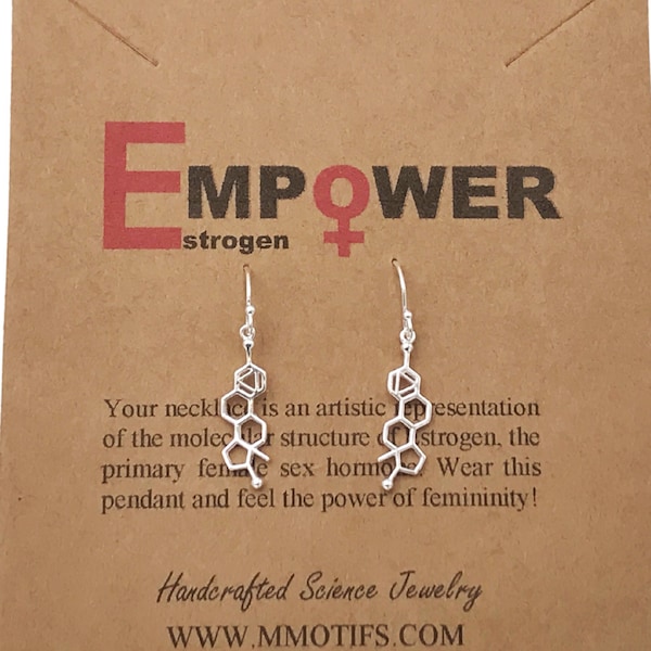 Sterling Silver Estrogen Molecule Earrings-Science Gift-Woman Power-Gift of Femininity-Empower-Christmas Gift-Handmade