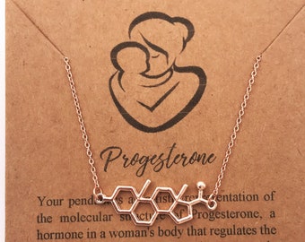 Sterling Silver Mom Molecule Necklace-Progesterone Molecule Pendant-Christmas Gift-Fertility Doctor Gift-Pregnancy Gift-Baby Shower Gift