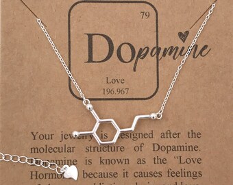 Dopamine Molecule Necklace-Handcrafted Molecule Jewelry-Love-Pleasure-Happiness-Psychology Gift-Anniversary Gift-Science-Christmas Gift
