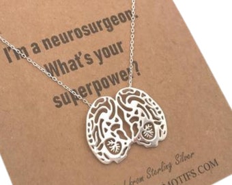 Sterling Silver Anatomic Brain Slice Necklace-Science Gift-Neurology-Neuroscience Psychology Science Gift-Epilepsy Survivor-Christmas Gift-