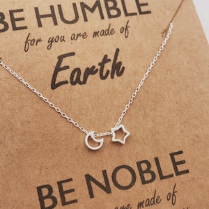 Sterlingzilveren statementketting maan en ster | Handgemaakte sieraden met een hemels thema