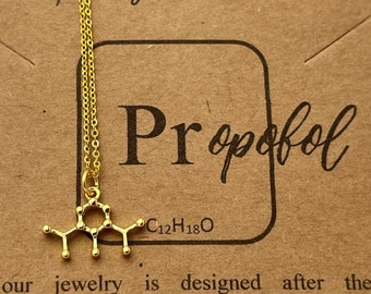 Propofol Anesthesia Molecule Pendant Necklace-Anesthesiologist-Surgeon-Graduation Gift-Handmade Science Gifts-Sterling Silver