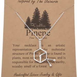 Sterling Silver  Pine Tree Scent Pinene Molecule-Christmas Tree-Science Gift-Nature Lover Gift-Christmas Gift-Handmade  Science Jewelry