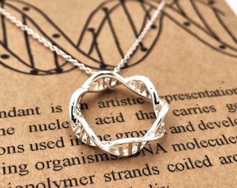 Sterling Silver Infinity DNA Pendant-Hand Made DNA Necklace-Eternity Mobius Necklace-Doctor Genetics Gift-Science Gift-Christmas Gift